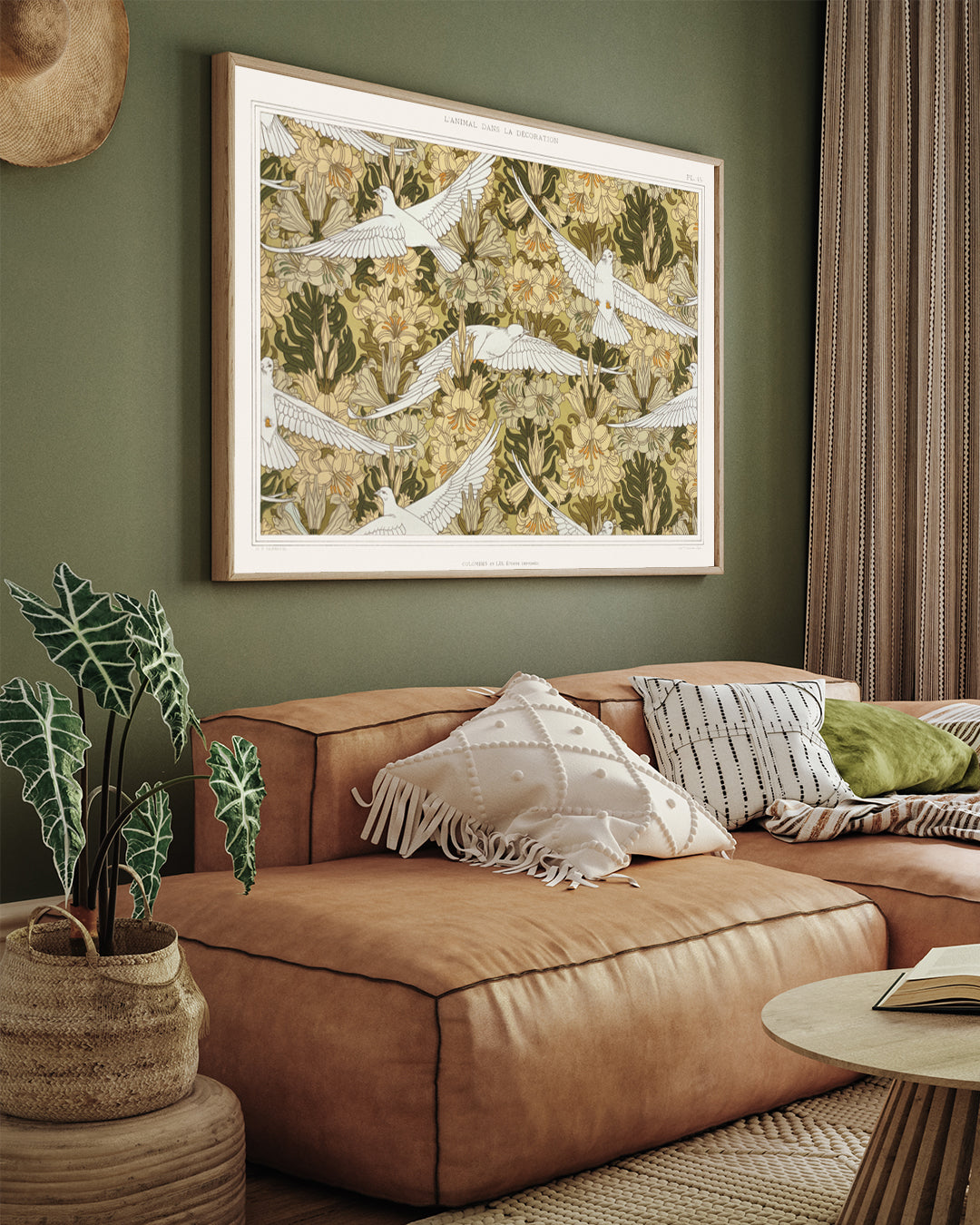 Doves Art And Flowers 3 : 4 Horizontal New Premium Wall Art Canvas by MeriDeewar