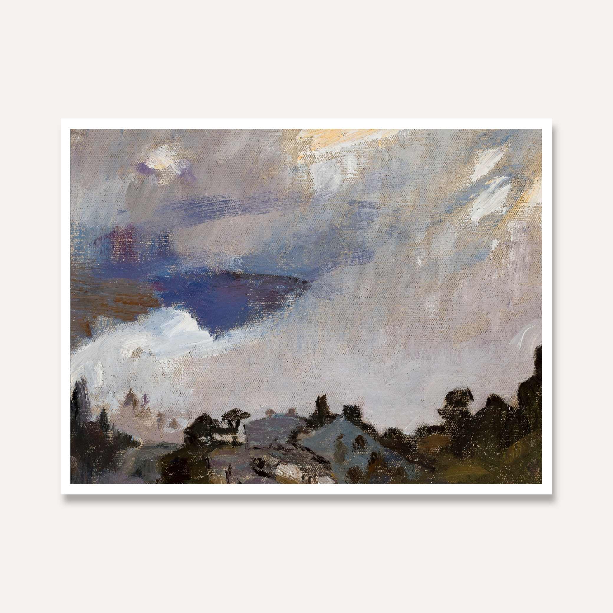 Dramatic Impressionist Stormy Landscape Oil Painting | Framed Print 4 : 3 Horizontal Premium Wall Art Canvas by MeriDeewar