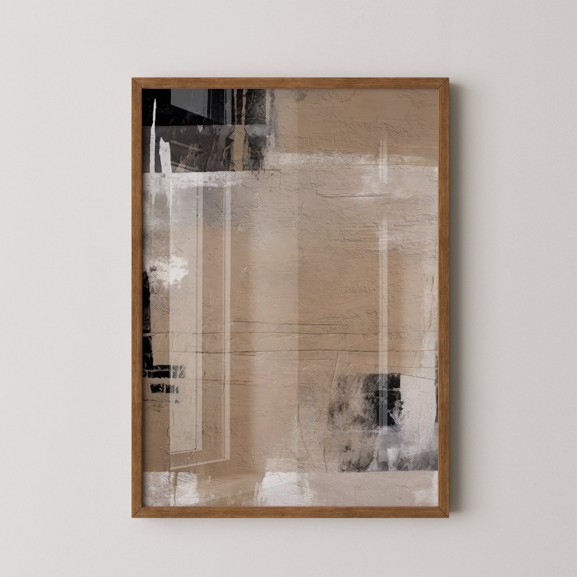 Elegant Abstract Canvas Painting - Black, White, Beige Tones Walls Premium Wall Art Canvas by MeriDeewar