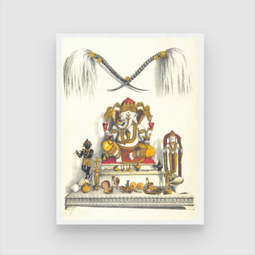 Elegant Lord Ganesha Miniature Painting | Traditional Indian Art | MeriDeewar 3 : 4 Vertical New Premium Wall Art Canvas by MeriDeewar