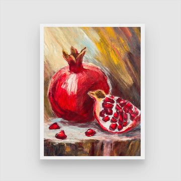 Elegant Pomegranate Abstract Art on Canvas - Perfect Wall Accent 3 : 4 Vertical New Premium Wall Art Canvas by MeriDeewar