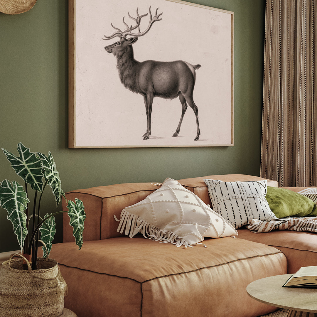 European Elk by Peter Rindisbacher 3 : 4 Horizontal New Premium Wall Art Canvas by MeriDeewar