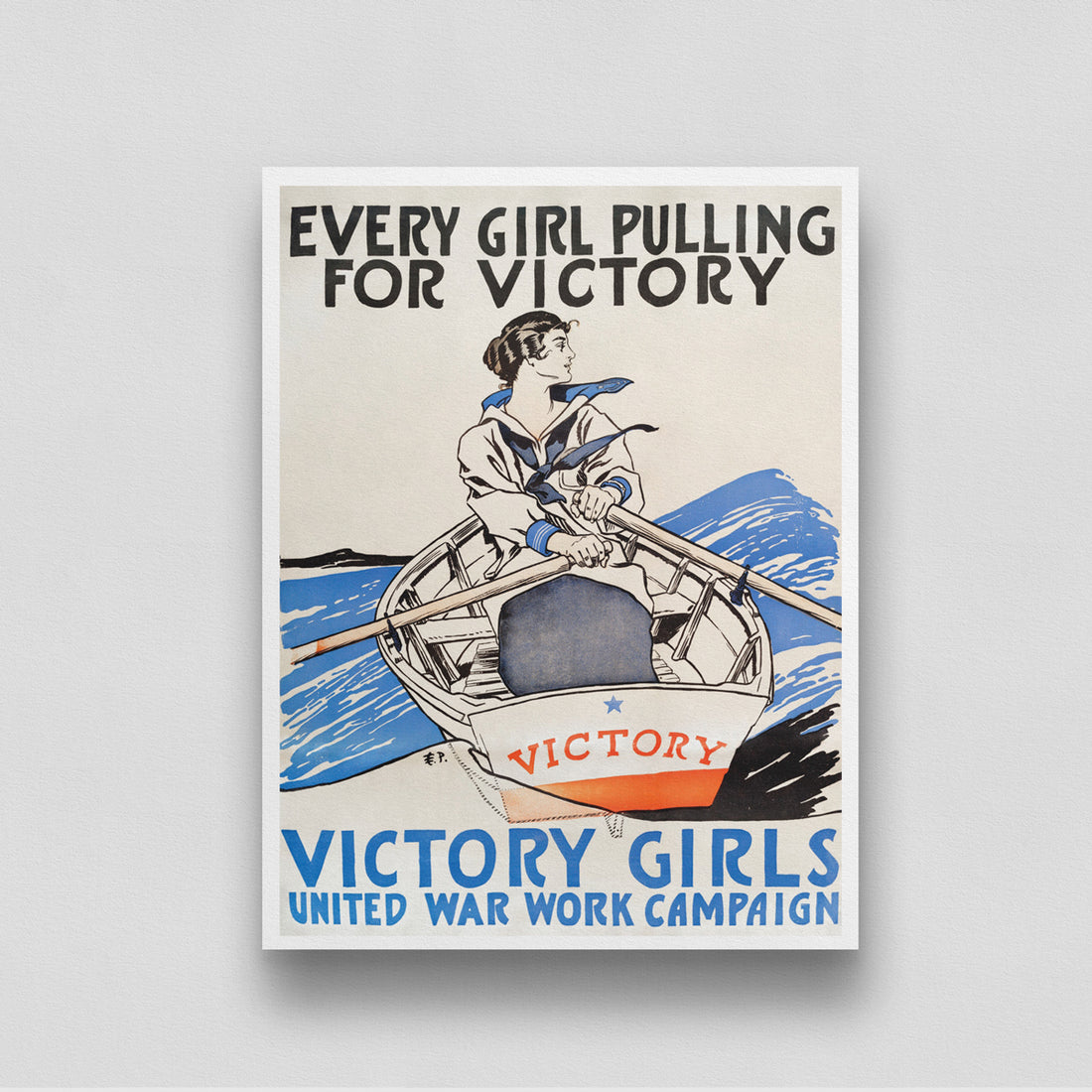 Every Girl Pulling for Victory Vintage Poster 3 : 4 Vertical New Premium Wall Art Canvas by MeriDeewar