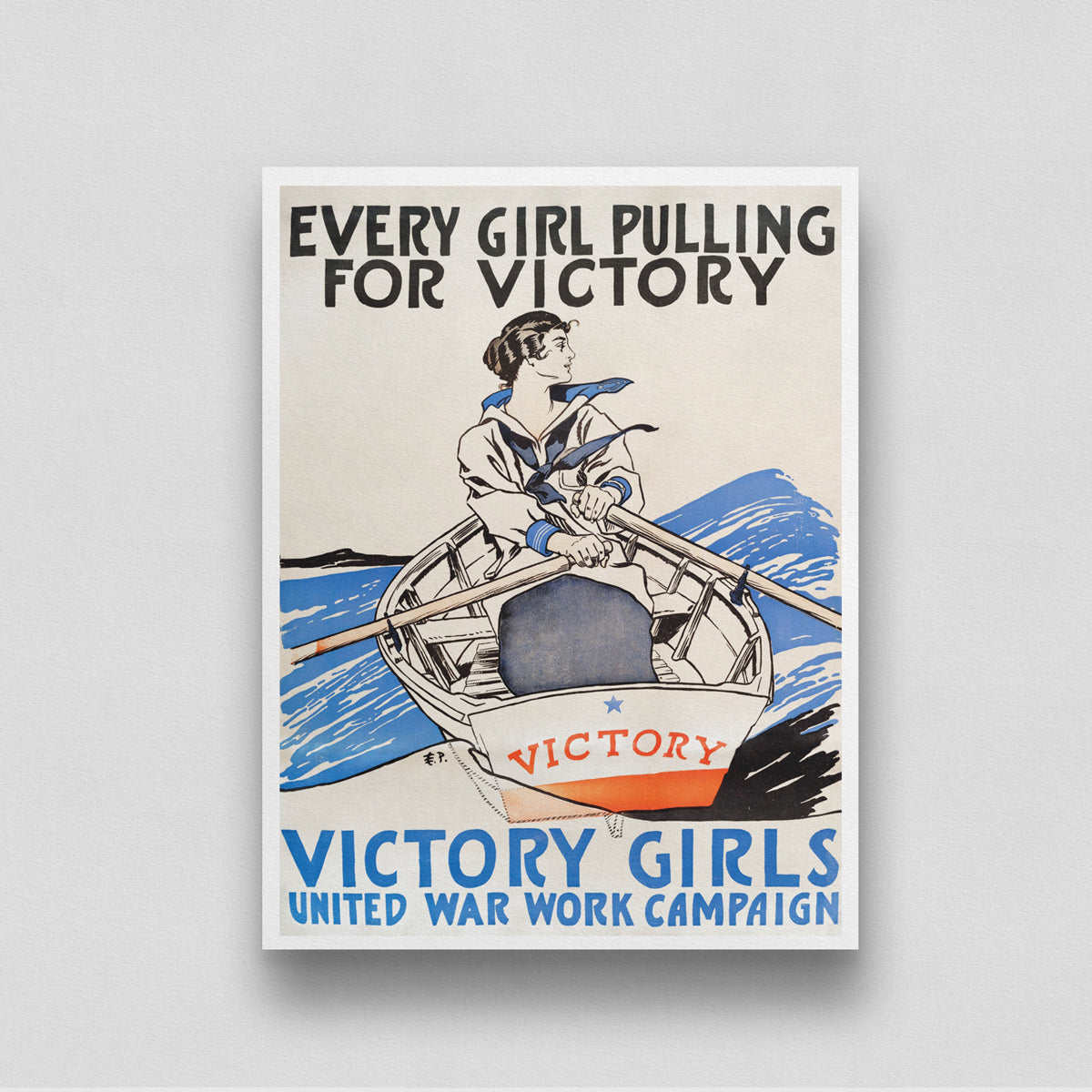 Every Girl Pulling for Victory Vintage Poster 3 : 4 Vertical New Premium Wall Art Canvas by MeriDeewar
