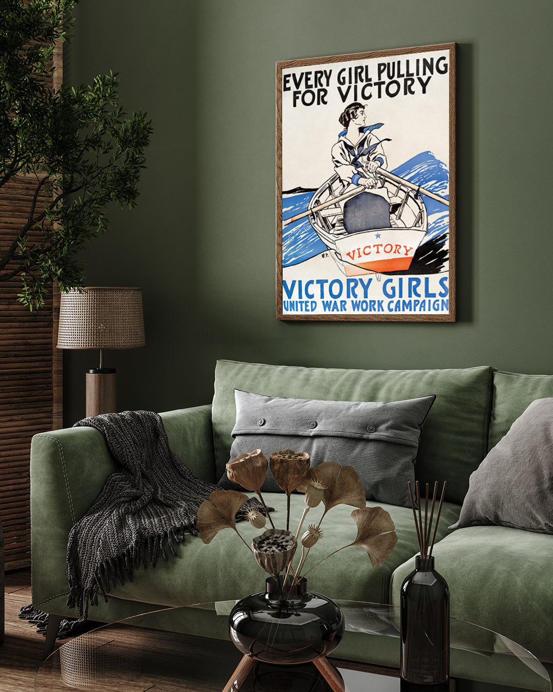 Every Girl Pulling for Victory Vintage Poster 3 : 4 Vertical New Premium Wall Art Canvas by MeriDeewar