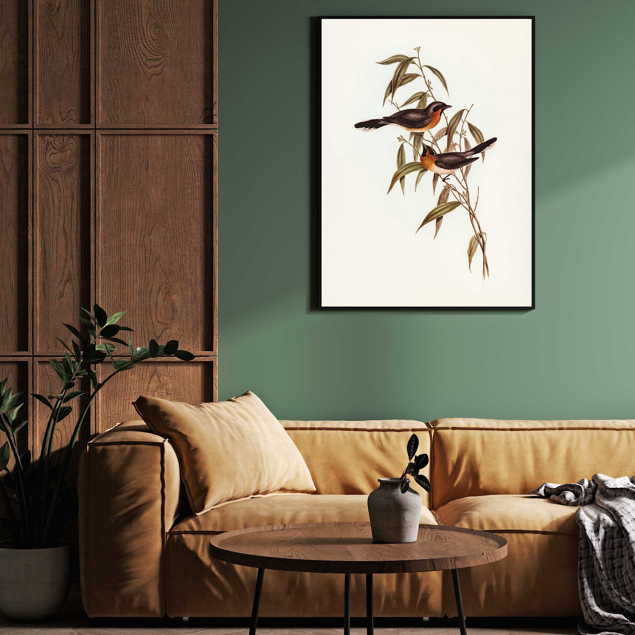 Exquisite Bird Scene Painting - Elevate Your Walls 2 : 3 Vertical Premium Wall Art Canvas by MeriDeewar