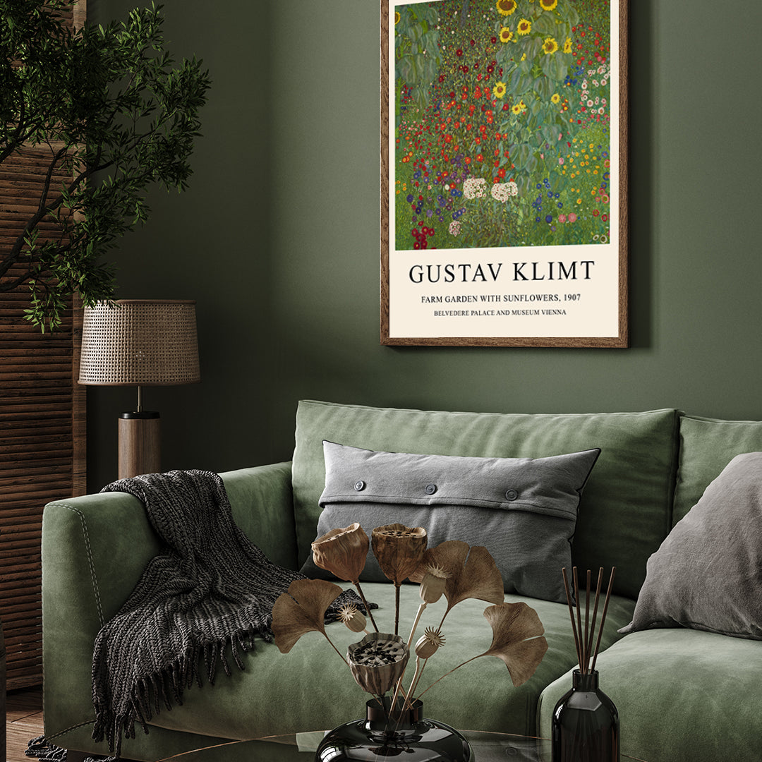 Farm Garden with Sunflowers by Gustav Klimt 3 : 4 Vertical New Premium Wall Art Canvas by MeriDeewar