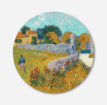 Farmhouse in Provence Painting Circular Canvas Frame Circular Canvas Frame Premium Wall Art Canvas by MeriDeewar