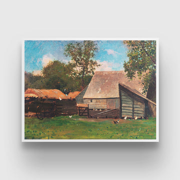 Farmyard with Ducks and Chickens by Winslow Homer 3 : 4 Horizontal New Premium Wall Art Canvas by MeriDeewar