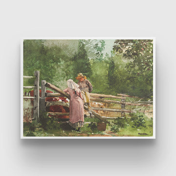 Feeding Time (1878) By Winslow Homer 3 : 4 Horizontal New Premium Wall Art Canvas by MeriDeewar
