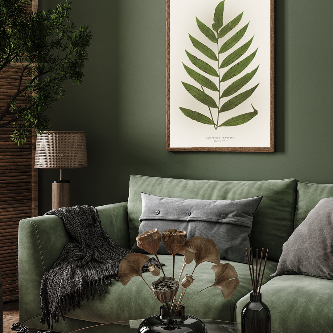 Fern Leaf Vintage Artwork 3 : 4 Vertical New Premium Wall Art Canvas by MeriDeewar