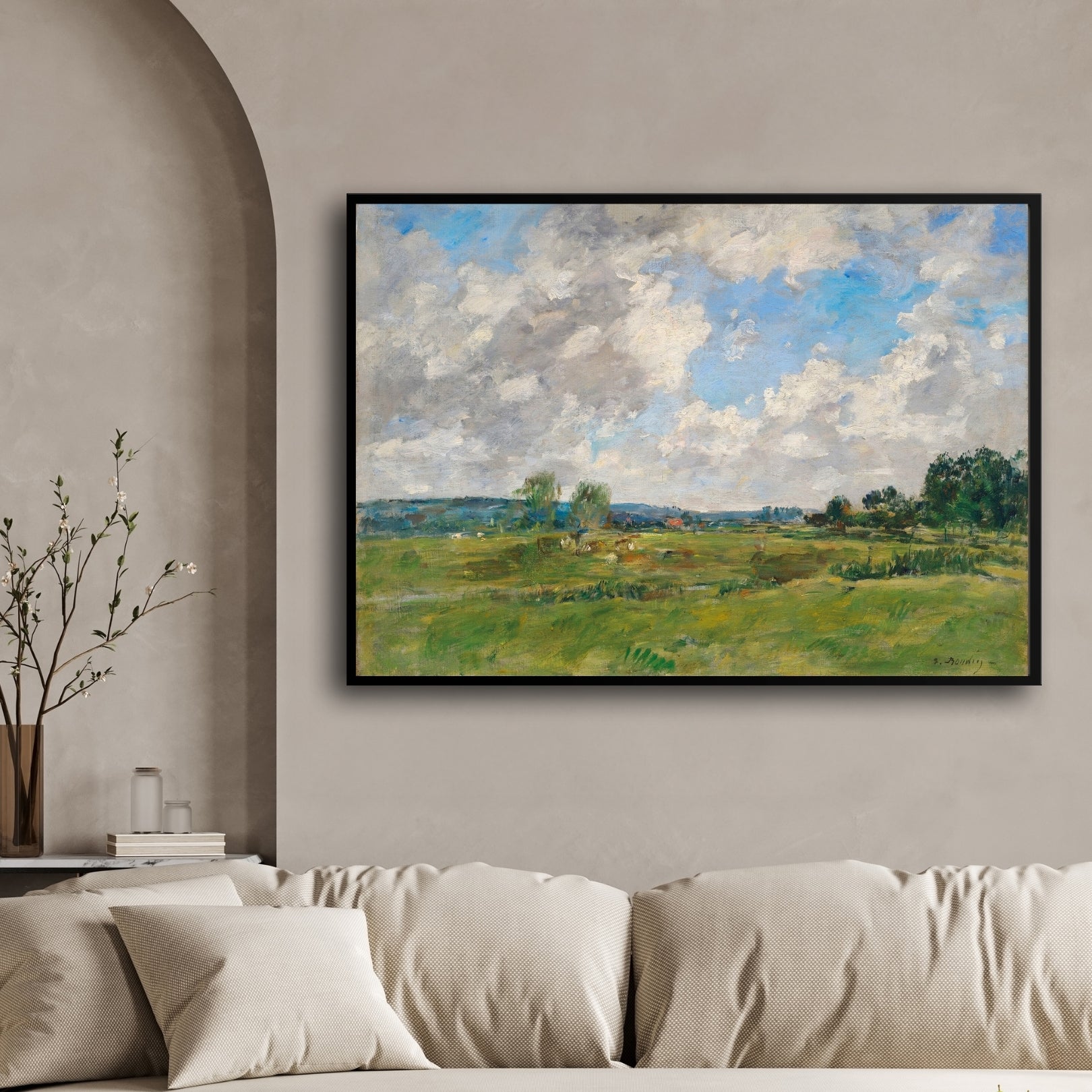Fields Beneath the Sky – Impressionist Landscape Wall Art 2 : 3 Horizontal Premium Wall Art Canvas by MeriDeewar