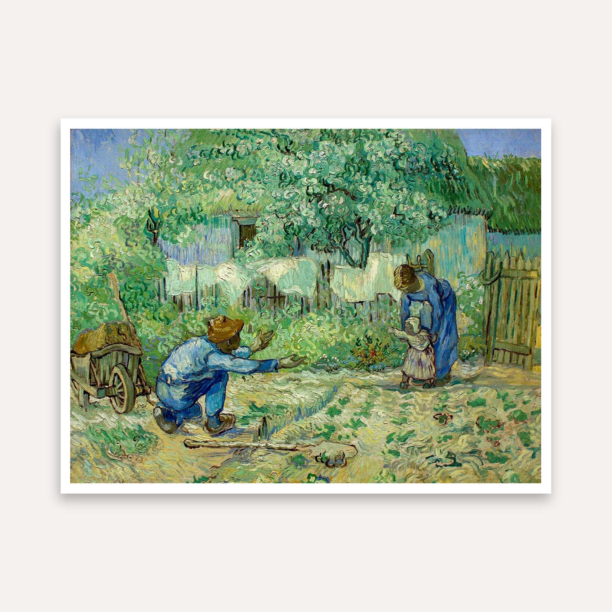 First Steps Van Gogh Painting for Living Room | Family Wall Art | Giclée Print 4 : 3 Horizontal Premium Wall Art Canvas by MeriDeewar