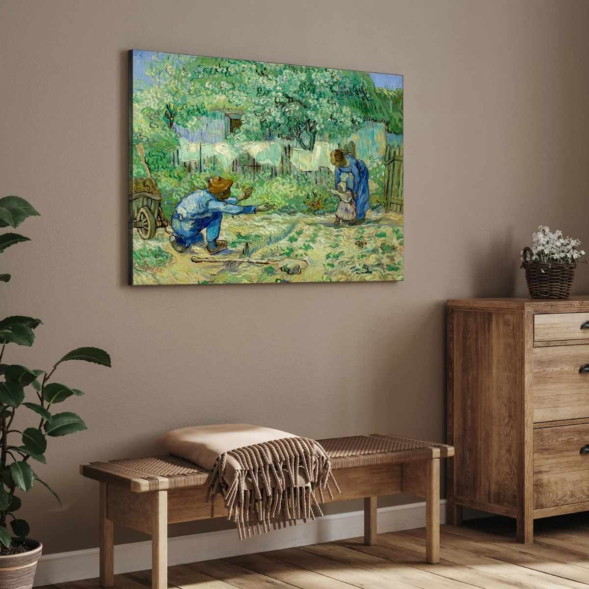 First Steps Van Gogh Painting for Living Room | Family Wall Art | Giclée Print 4 : 3 Horizontal Premium Wall Art Canvas by MeriDeewar