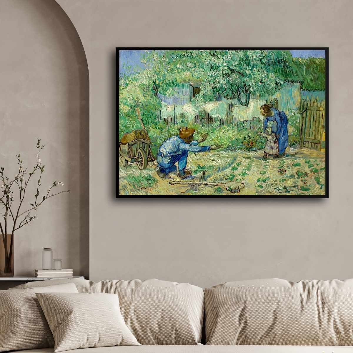First Steps Van Gogh Painting for Living Room | Family Wall Art | Giclée Print 4 : 3 Horizontal Premium Wall Art Canvas by MeriDeewar