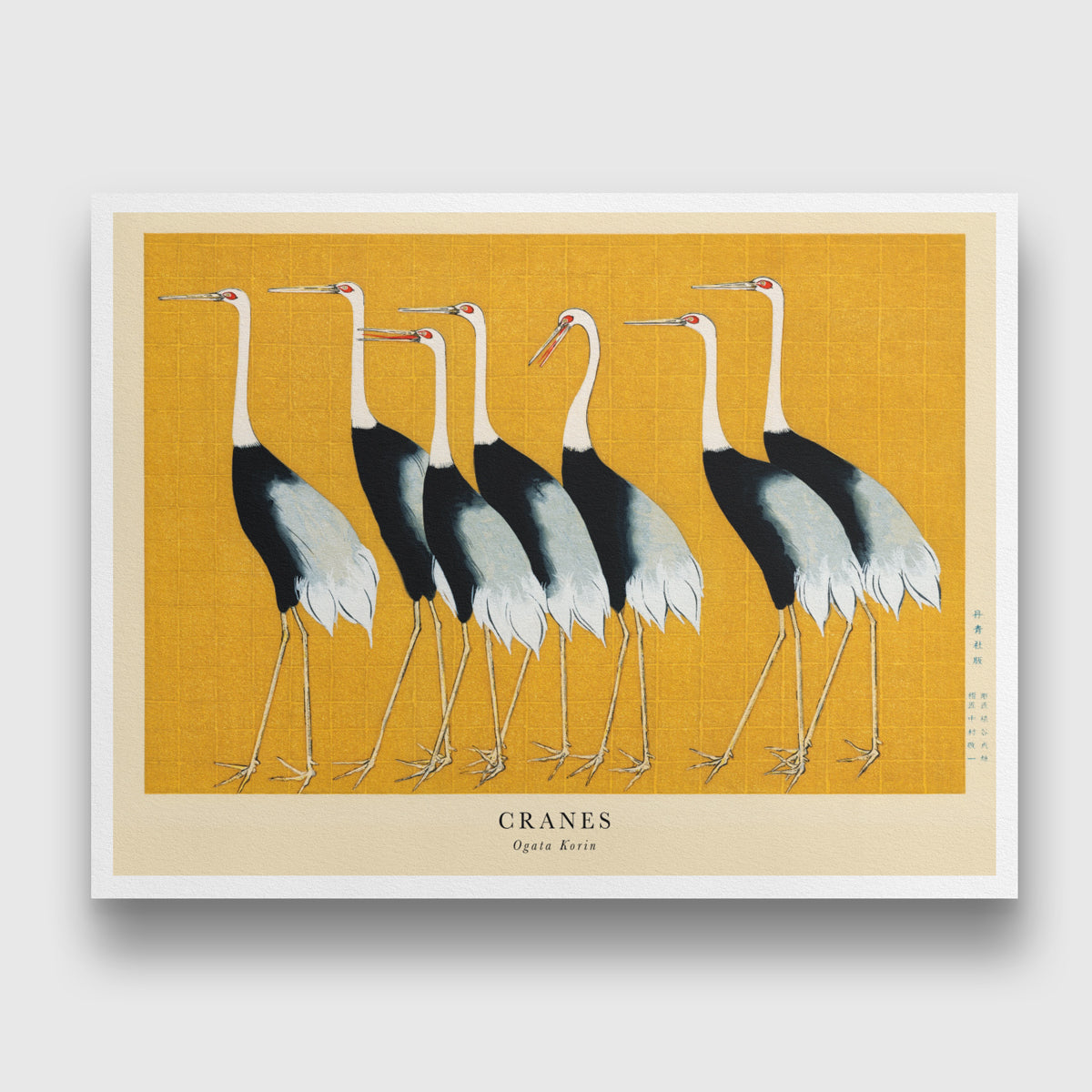 Flock of Japanese Red Crown Crane by Ogata Korin 3 : 4 Horizontal New Premium Wall Art Canvas by MeriDeewar