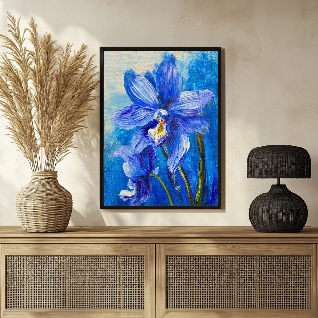 Floral Abstract Orchid Painting - Unique Wall Art for Home 3 : 4 Vertical New Premium Wall Art Canvas by MeriDeewar