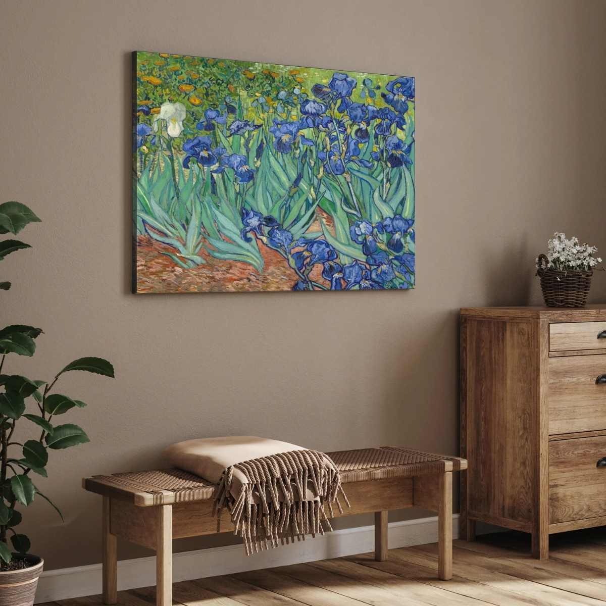 Floral Painting for Living Room – Van Gogh Irises Garden | Wall Art for Home Decor 4 : 3 Horizontal Premium Wall Art Canvas by MeriDeewar