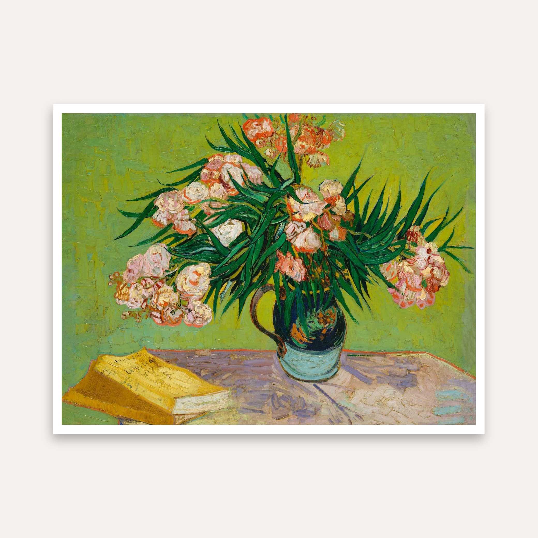 Floral Painting for Living Room – Van Gogh Oleanders Still Life | Giclée Fine Art Print 4 : 3 Horizontal Premium Wall Art Canvas by MeriDeewar