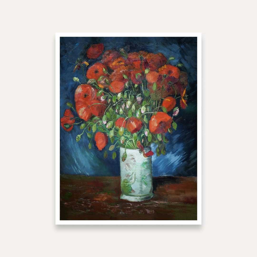 Floral Painting for Living Room | Van Gogh Red Poppies Wall Art | MeriDeewar 3 : 4 Vertical Premium Wall Art Canvas by MeriDeewar