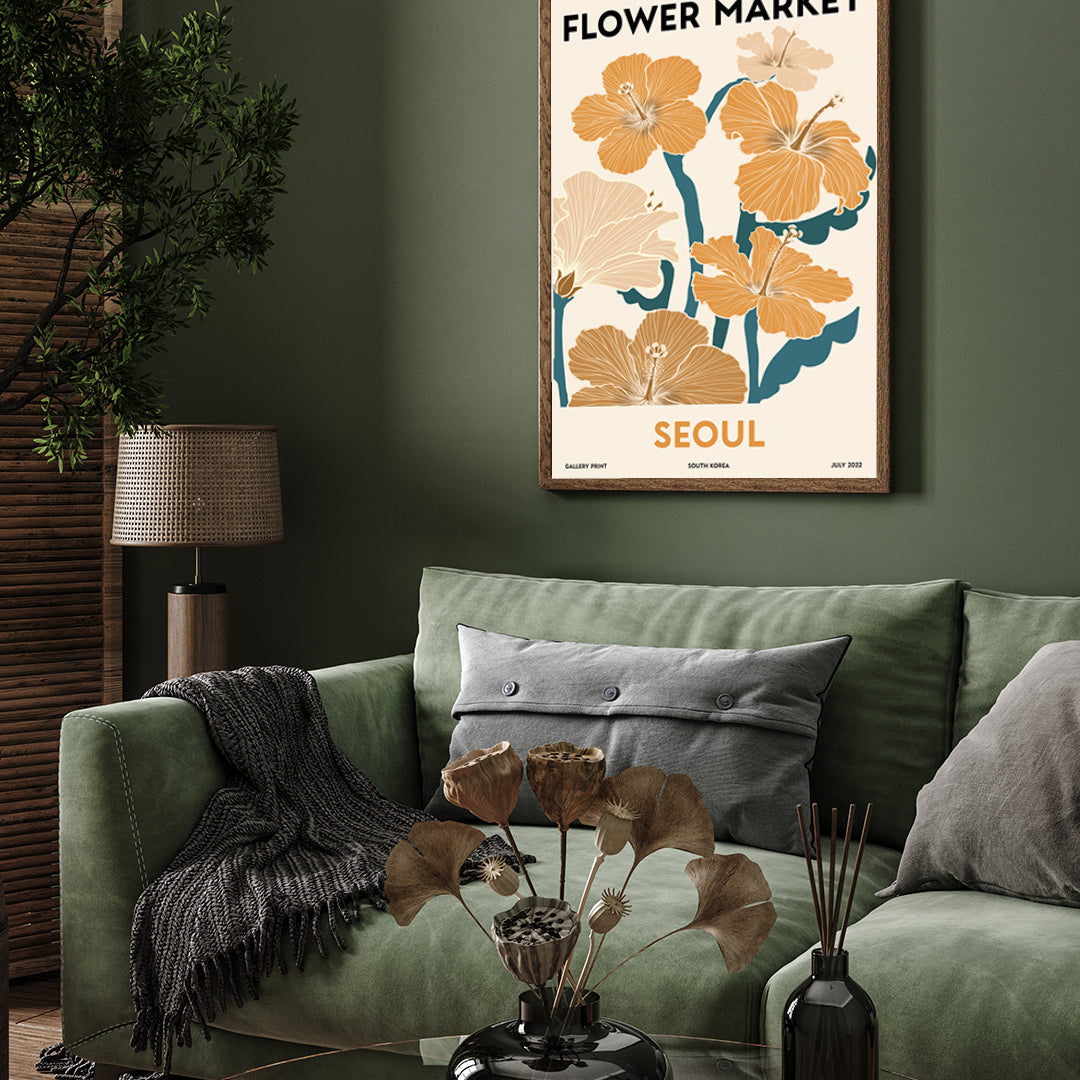 Flower Market Seoul Poster 3 : 4 Vertical New Premium Wall Art Canvas by MeriDeewar