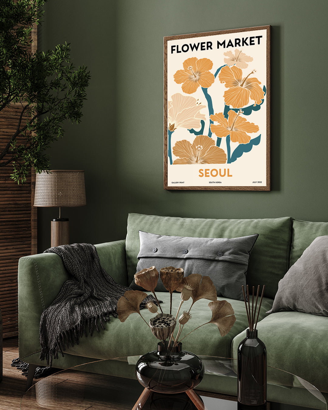 Flower Market Seoul Poster 3 : 4 Vertical New Premium Wall Art Canvas by MeriDeewar