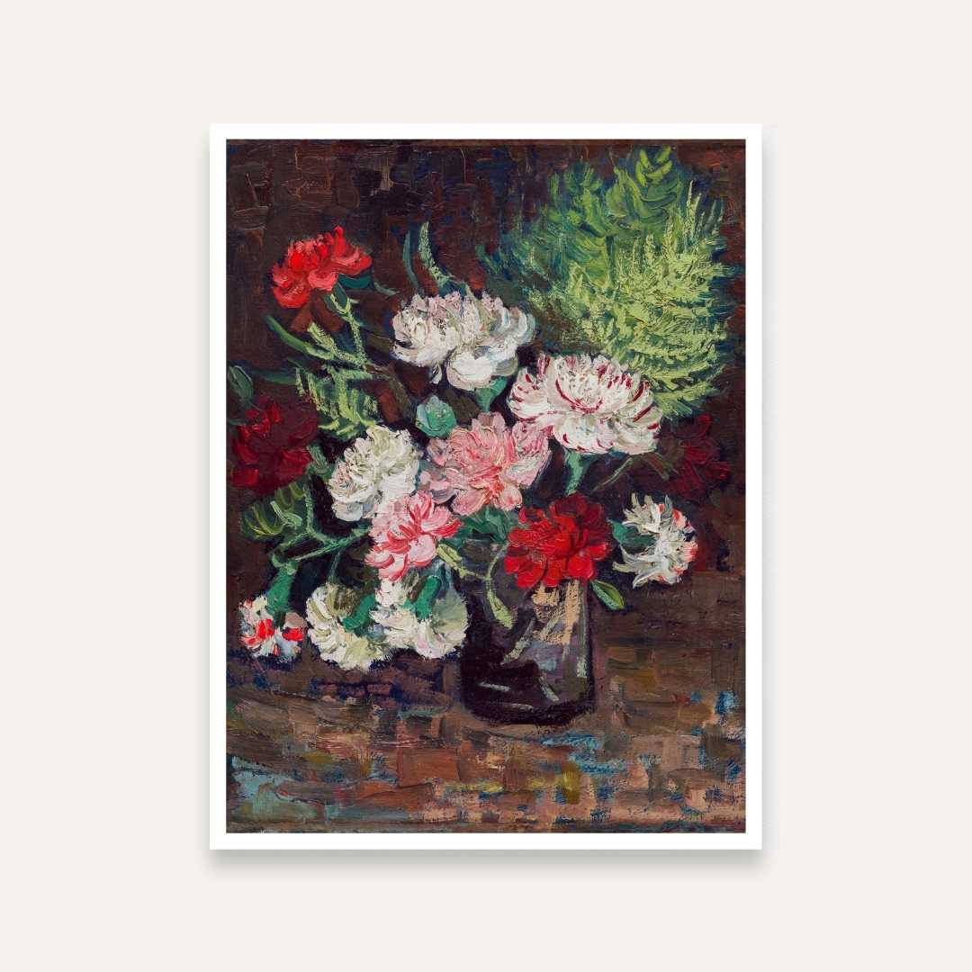 Flower Painting for Living Room | Van Gogh Carnations Floral Wall Art | MeriDeewar 3 : 4 Vertical Premium Wall Art Canvas by MeriDeewar