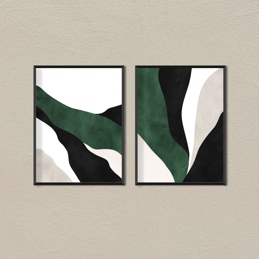 Forest Green Wall Art Set Of 2 Paintings Walls Premium Wall Art Canvas by MeriDeewar