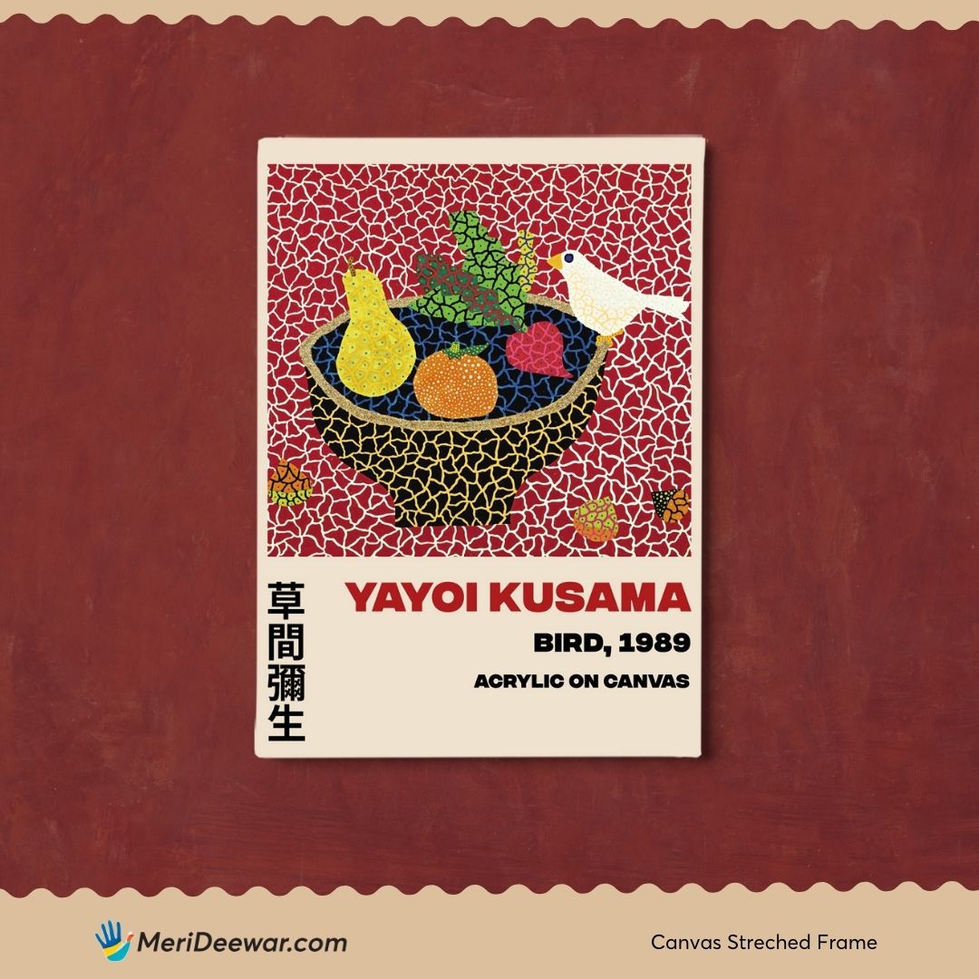 Fruit Bowl painting by Yayoi Kusama 3 : 4 Vertical New Premium Wall Art Canvas by MeriDeewar