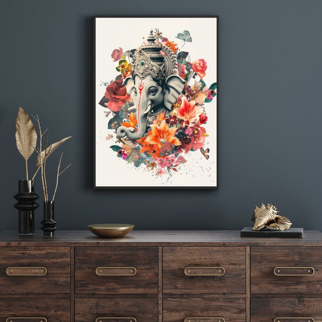 Ganesha Drawing 3 : 4.2 Vertical Premium Wall Art Canvas by MeriDeewar