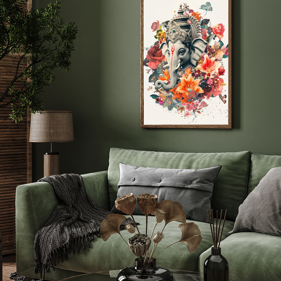 Ganesha Drawing 3 : 4.2 Vertical Premium Wall Art Canvas by MeriDeewar
