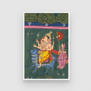 Ganesha's Royal Procession: A Journey of Divine Blessings 2 : 3 Vertical Premium Wall Art Canvas by MeriDeewar