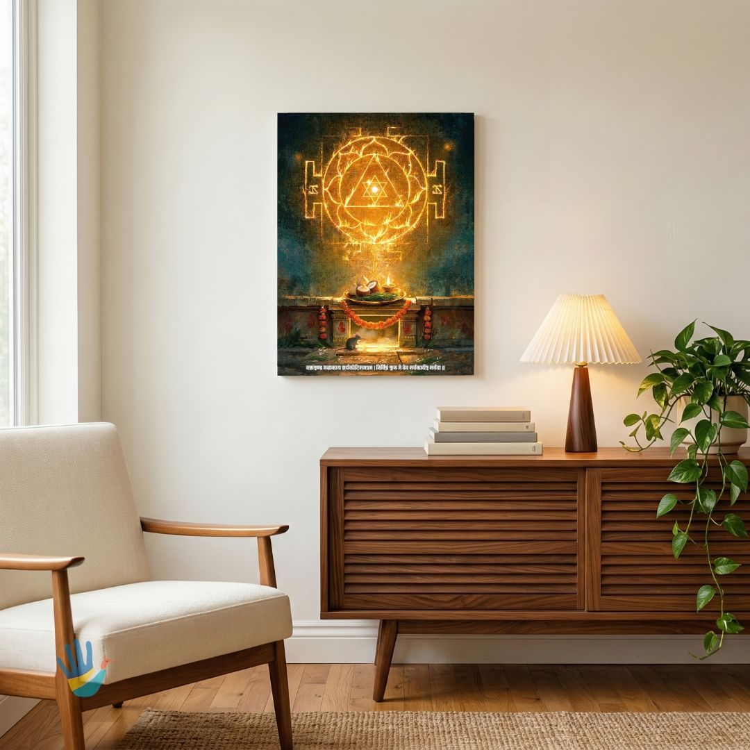 Ganesha Yantra | Yantra Wall Art 3 : 4 Vertical Premium Wall Art Canvas by MeriDeewar