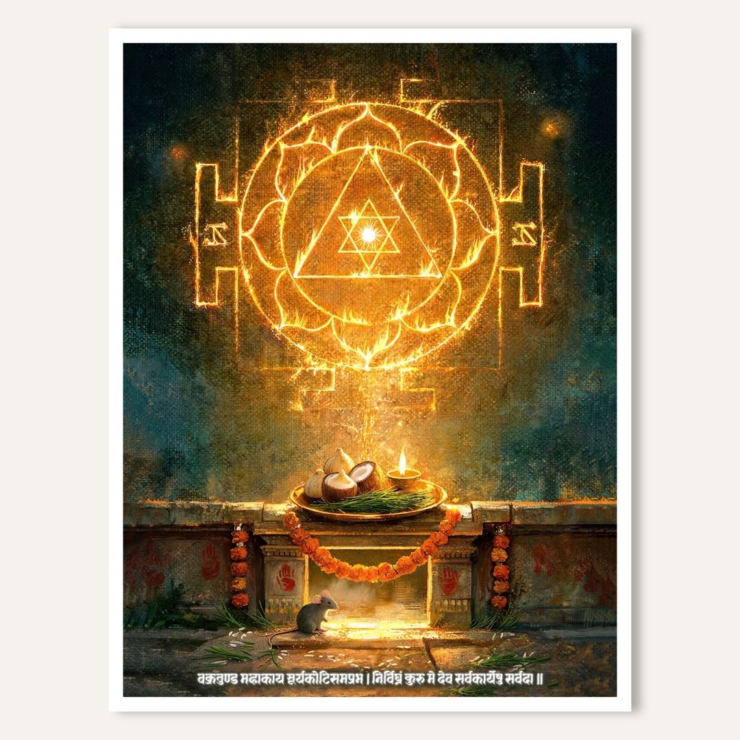 Ganesha Yantra | Yantra Wall Art 3 : 4 Vertical Premium Wall Art Canvas by MeriDeewar