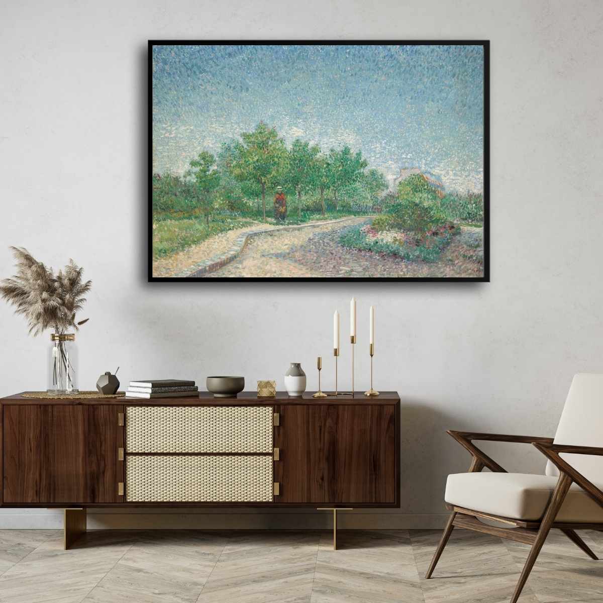 Garden Scenery Painting for Living Room | Van Gogh Rose Bush | Nature Wall Art India 3 : 2 Horizontal Premium Wall Art Canvas by MeriDeewar