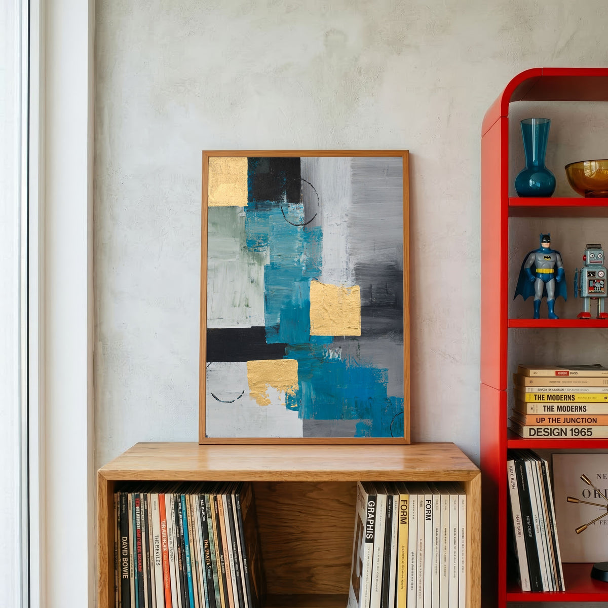 Gilded Mosaic | Modern Textured Gold Leaf & Stone Abstract Wall Art 3 : 4 Vertical Premium Wall Art Canvas by MeriDeewar