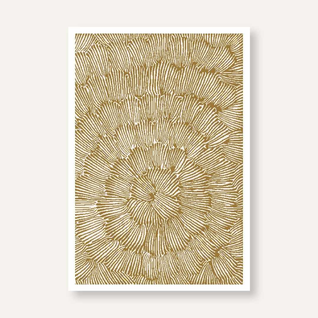 "Golden Abstract Bloom" Minimalist Texture Giclée Print | Fine Art Wall Art 2 : 3 Vertical Premium Wall Art Canvas by MeriDeewar