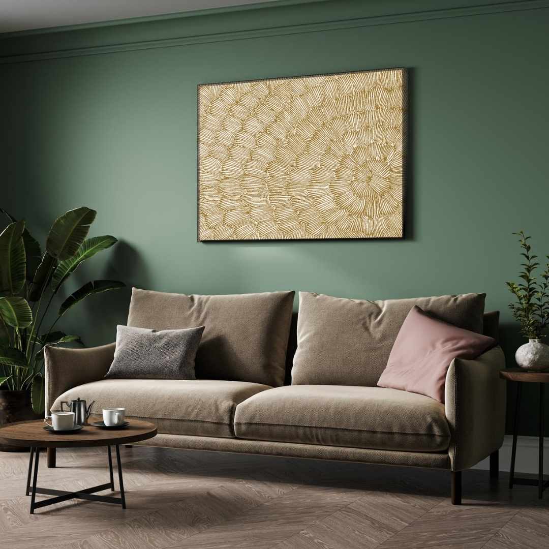 "Golden Abstract Bloom" Minimalist Texture Giclée Print | Fine Art Wall Art 3 : 2 Horizontal Premium Wall Art Canvas by MeriDeewar