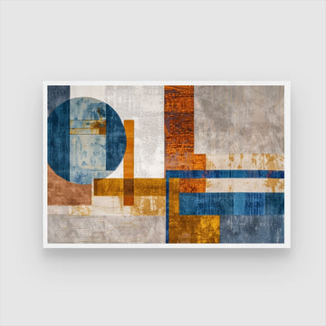 Golden Axis – Modern Geometric Abstract Wall Art Print 2 : 3 Horizontal Premium Wall Art Canvas by MeriDeewar