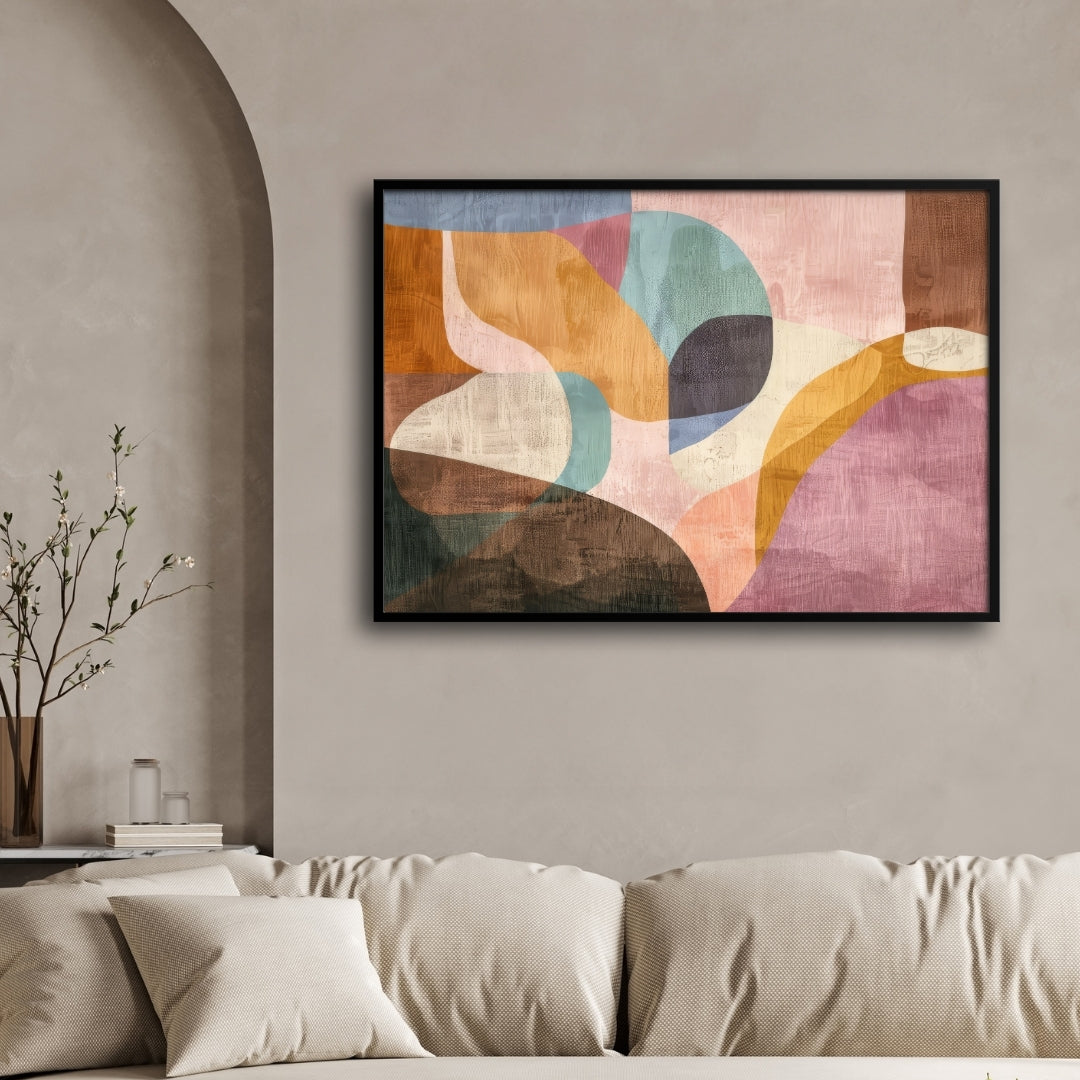 Golden Dusk – Warm Modern Abstract Wall Art Print 2 : 3 Horizontal Premium Wall Art Canvas by MeriDeewar