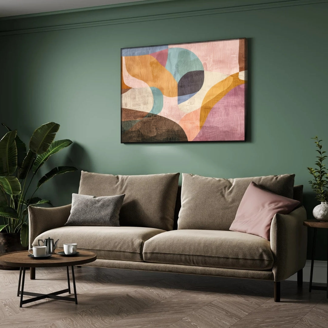 Golden Dusk – Warm Modern Abstract Wall Art Print 2 : 3 Horizontal Premium Wall Art Canvas by MeriDeewar