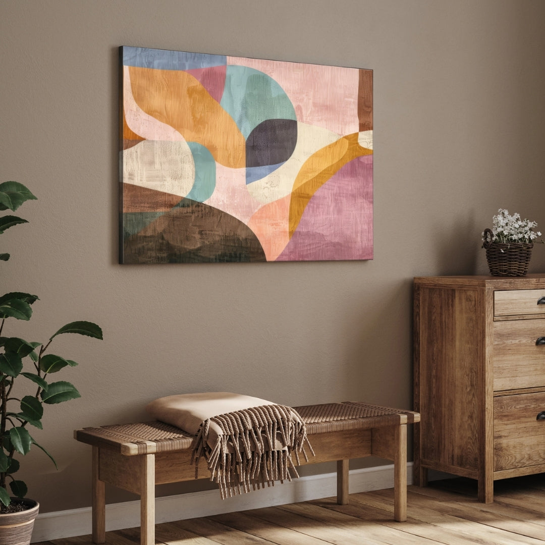 Golden Dusk – Warm Modern Abstract Wall Art Print 2 : 3 Horizontal Premium Wall Art Canvas by MeriDeewar