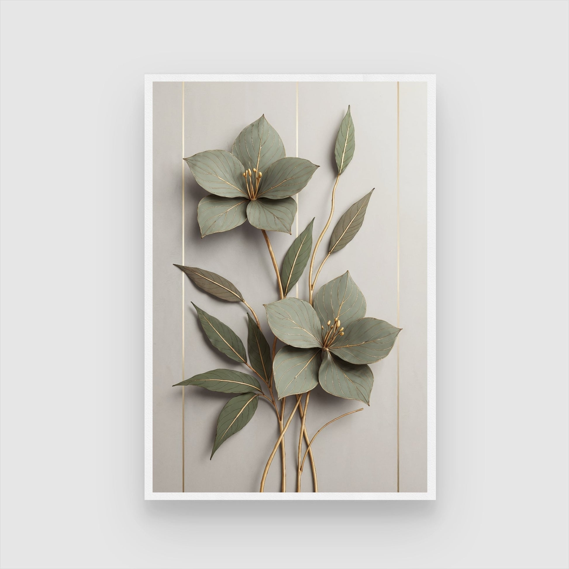 Golden Flora wall art 2 : 3 Vertical Premium Wall Art Canvas by MeriDeewar