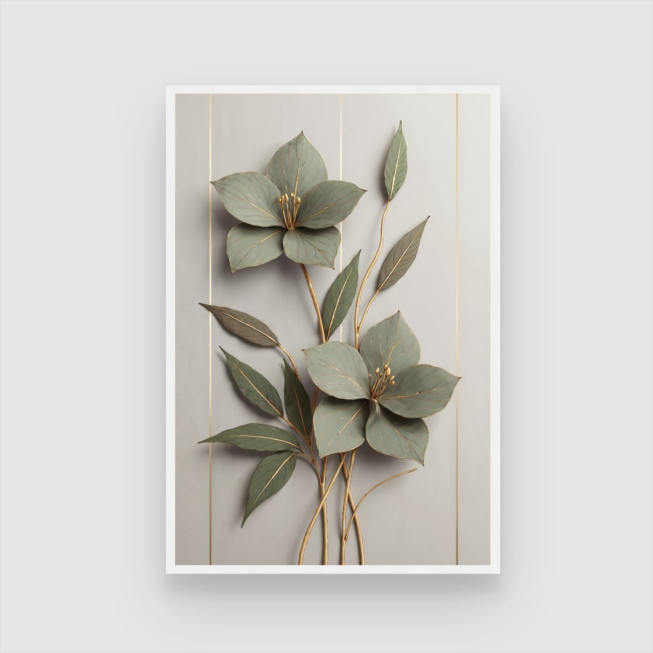Golden Flora wall art 2 : 3 Vertical Premium Wall Art Canvas by MeriDeewar