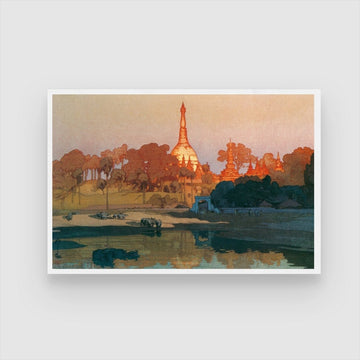 Golden Pagoda in Rangoon by Hiroshi Yoshida 2 : 3 Horizontal Premium Wall Art Canvas by MeriDeewar