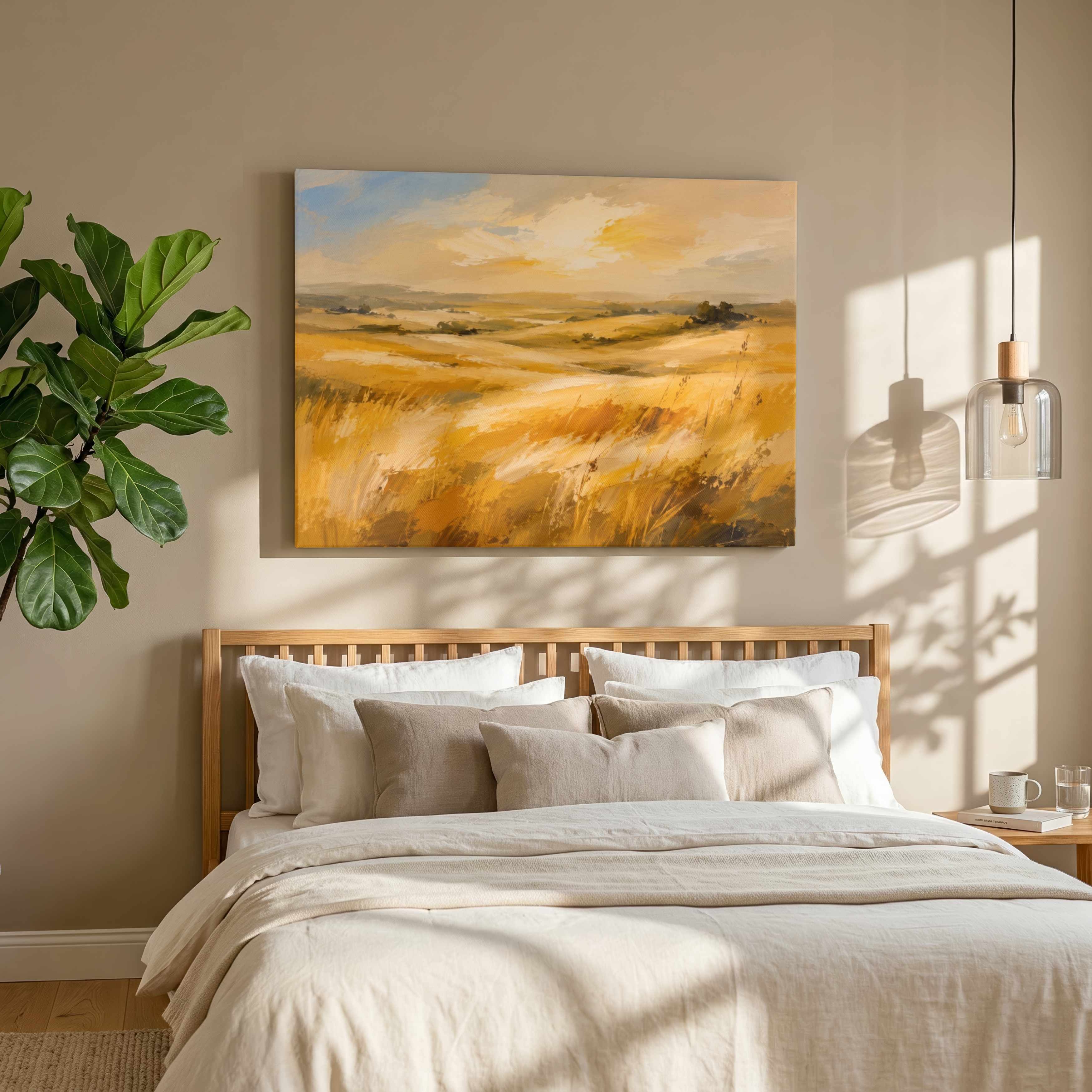 "Golden Prairie Horizon" Landscape Giclée Print | Fine Art Wall Art 3 : 4 Horizontal New Premium Wall Art Canvas by MeriDeewar