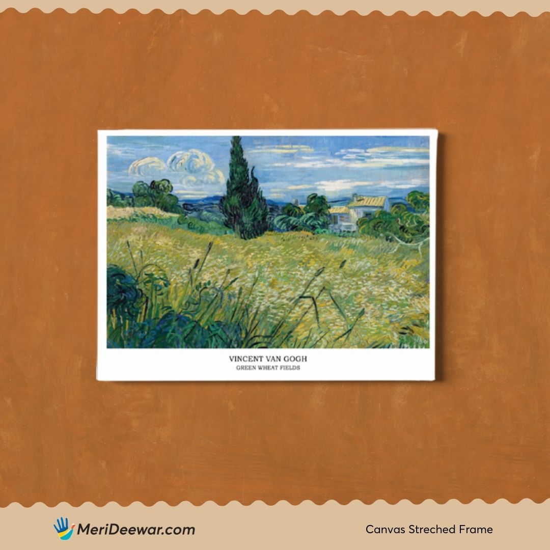 Green Wheat Field with Cypress Painting by Vincent van Gogh 3 : 4 Horizontal New Premium Wall Art Canvas by MeriDeewar