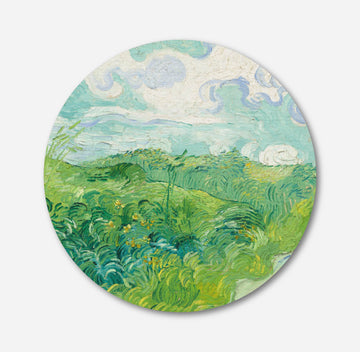 Green Wheat Fields by Vincent van Gogh Painting Circular Canvas Frame Circular Canvas Frame Premium Wall Art Canvas by MeriDeewar