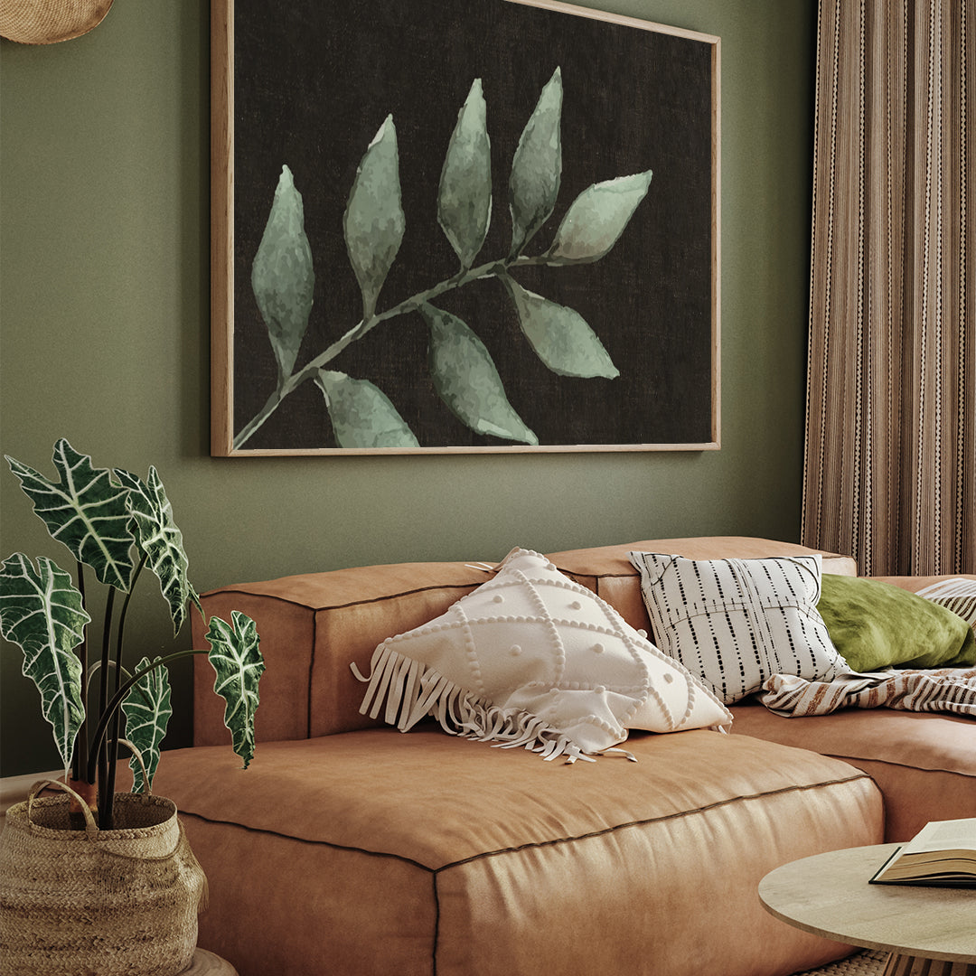 Greenery Leaf Watercolor Painting 3 : 4 Horizontal New Premium Wall Art Canvas by MeriDeewar