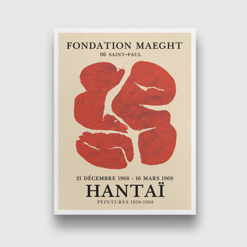 Hantai Exhibition Red Art Lithographic Art 3 : 4 Vertical New Premium Wall Art Canvas by MeriDeewar